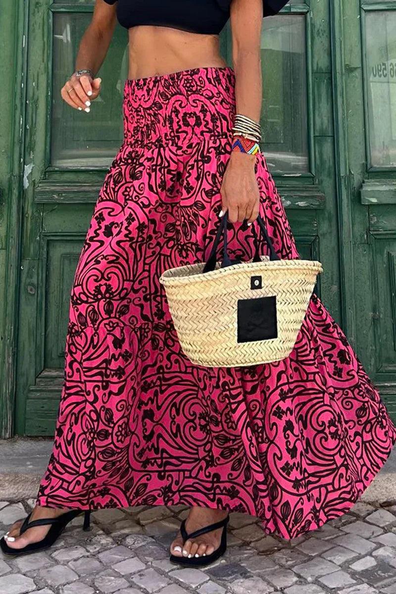 Bohemian Print Maxi Skirt for Women